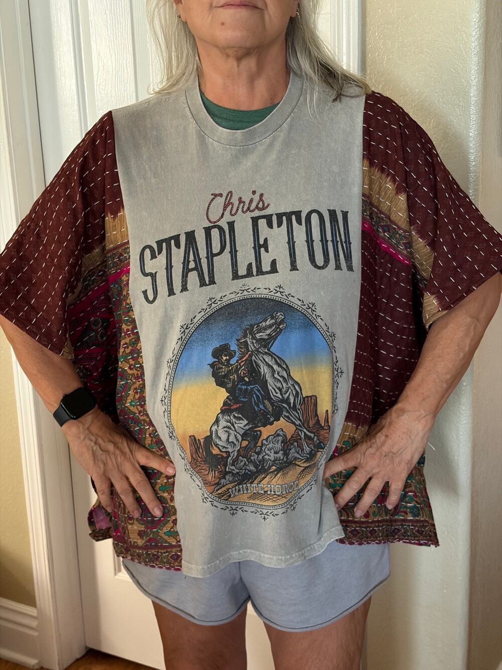 Chris Stapelton Upcycled Kantha Tunic Top Shirt OS Handmade Hippie Boho